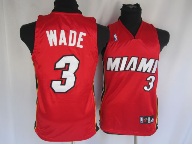 NBA Kids Miami Heat 3 Dwyane Wade Authentic Red Youth Jersey